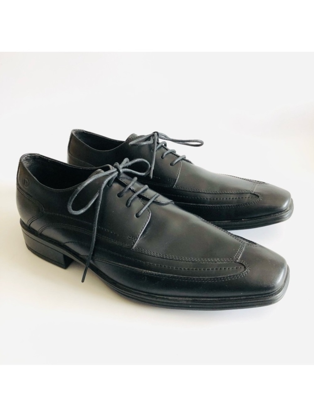 Rockport Black Leather Square Toe Oxfords